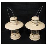 2 Metal Oil Lamps - 10.5" Tall