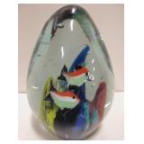 Sea Scene Glass Paperweight - 3.5" Tall