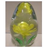 Floral Glass Paperweight - 4.25" Tall
