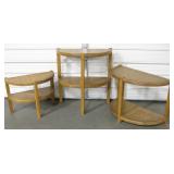 Set Of 3 Various Height Wood Half Tables - 1982