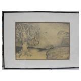 Framed Original Surrealism Drawing - Roman C. L.