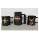 2 Ceramic Harley-Davidson Coffee Cups & Poly Glass