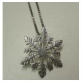 Sterling Silver Snowflake Necklace - Stamped