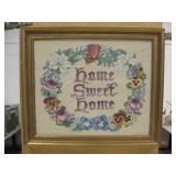 Framed "Home Sweet Home" Stitchwork