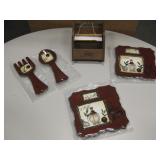 Wood Recipe Box w/ Ceramic Spoon Rests & Trivets
