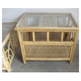 3-Piece Bamboo w/ Glass Top Table Set