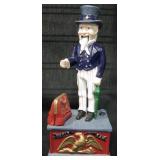 Repro Cast Iron Uncle Sam Mechanical Coin Bank