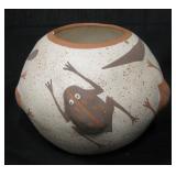 Signed Zuni Frog Decorated NA Pot - 6" Diameter