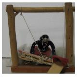 Navajo Rug Making Doll Diorama - 9" Tall