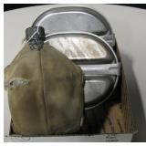 Vintage US Army Canteen & 2 Mess Kits