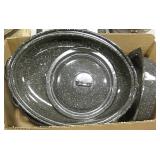 Lot Of Enamel Roasting Pans - 2 With Lids
