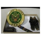 Vtg. Ribbon Bar, Pins, Enameled Medallion, etc