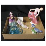 Ceramic Figurines & Small Glass Pitcher