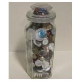 9" Tall Jar Of Vintage Buttons