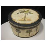 16" Decorated Round Paper Hat Storage Box