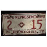1972 New Mexico State Representative License Plate