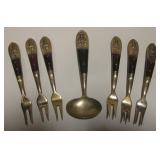 7 Misc. Antique Brass & Wood Small Flatware - Siam
