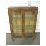 Vintage Curio Cabinet w/ Stained Glass Panel Front