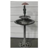 Metal 2-Tier Water Fountain w/ Cast Iron Base