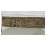 Old Wood Plank w/ Antique Tools Display - 48" Wide