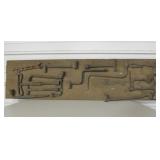 Old Wood Plank w/ Antique Tools Display - 43" Wide