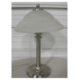 20" Brushed Nickel & White Swirl Glass Table Lamp