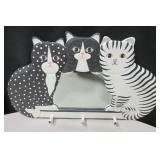 Cat Decorated Wall Hanging Mirror w/ Hooks