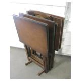 Wood TV Tray Table Set w/ Storage Caddy