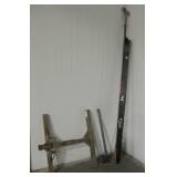 Tow Hitch Frame, Skis, Axe & Nippers On Pole