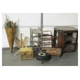Table, Magazine Racks, Vintage Stools, Decor, etc