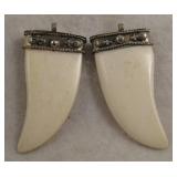 Lot Of 2 Carved Bone Pendants