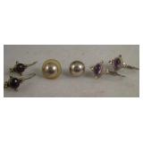 Lot Of 3 Pair - Sterling Silver Earrings