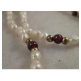 Genuine Pearl & Garnet Necklace
