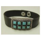 Sterling & Kingman Turquoise Leather Bracelet