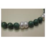 Sterling Silver, Jade & Pearl Necklace