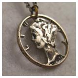 Antique Cut Out Silver Dime Necklace