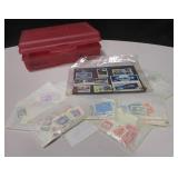 Vintage Stamp Collection w/ Storage Container