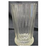 9" Tall Ribbed Glass Vase w/ Hobnail Base