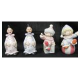 2 Ceramic Clown Bells & 2 Homco Baby Clowns