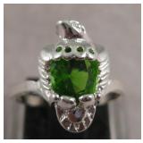 Sterling Silver Green Stone Ring