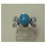 NA Sterling Silver & Blue Gem Turquoise Ring