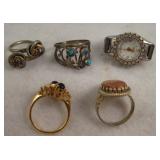 Lot Of 5 Vintage Rings
