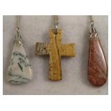 Lot Of 3 Carved Stone Necklaces