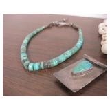 Skull Necklace, Turq. Money Clip & Turq. Necklace