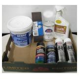 Box Of Paints, Adhesive, Sandpaper, etc...