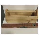 Wood Tool Box w/ Vintage 26" Stanley Wood Level
