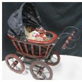 Decorative 14" Tall Doll Carriage w/ Chicken