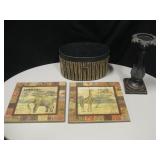 African Wall Decor, Storage Box & Candle Holder