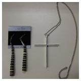 Sterling Silver Cross & Sterling Silver Earring