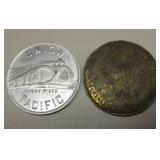2 Tokens - 1934 Union Pacific & 1915 Excursion